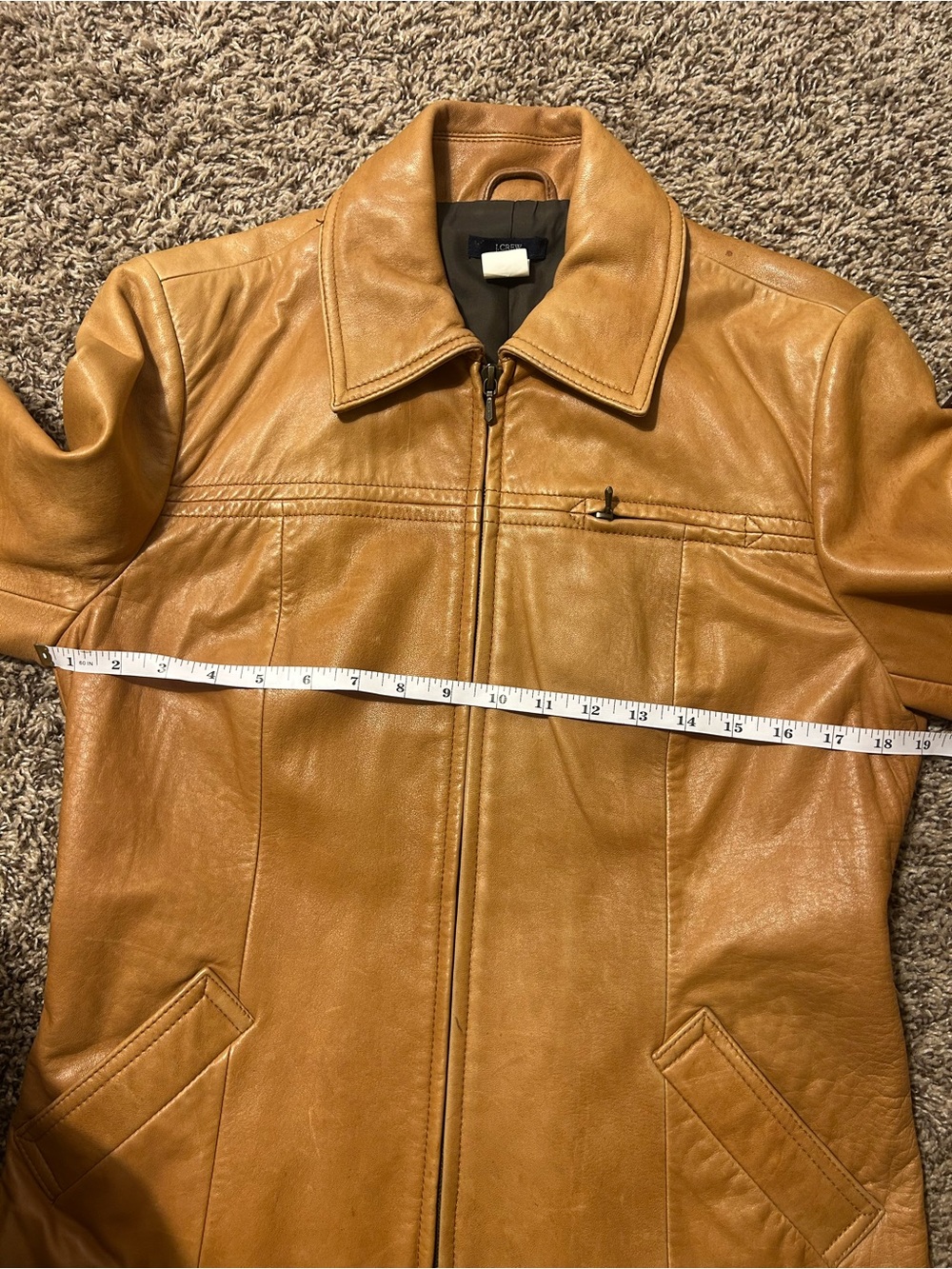 Vintage J Crew Tan Lamb Leather Jacket Size Medium - Picture 6 of 8